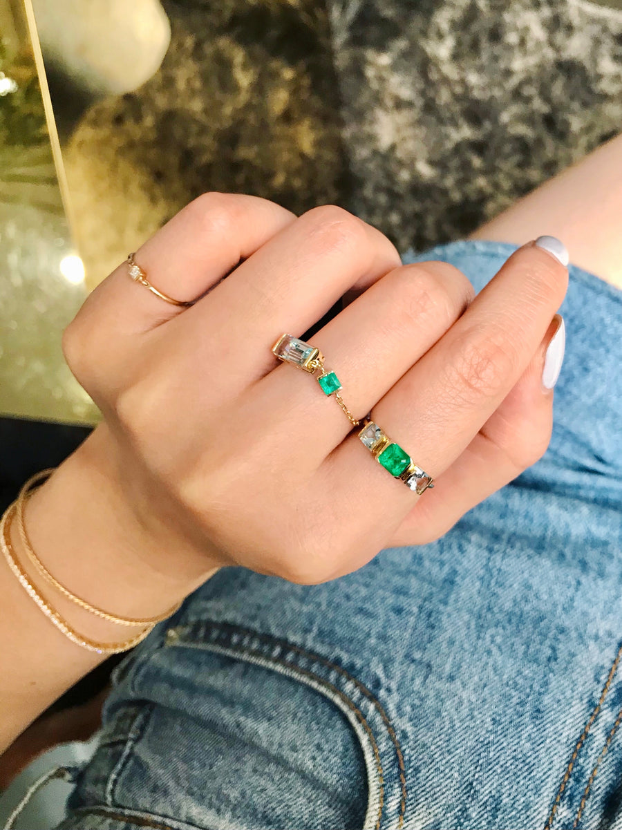 Emerald-cut Aquamarine Leaf Engagement Ring – Vinny & Charles